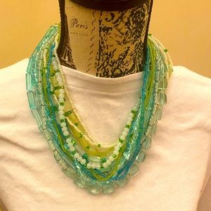 Green acrylic multi strand necklace
